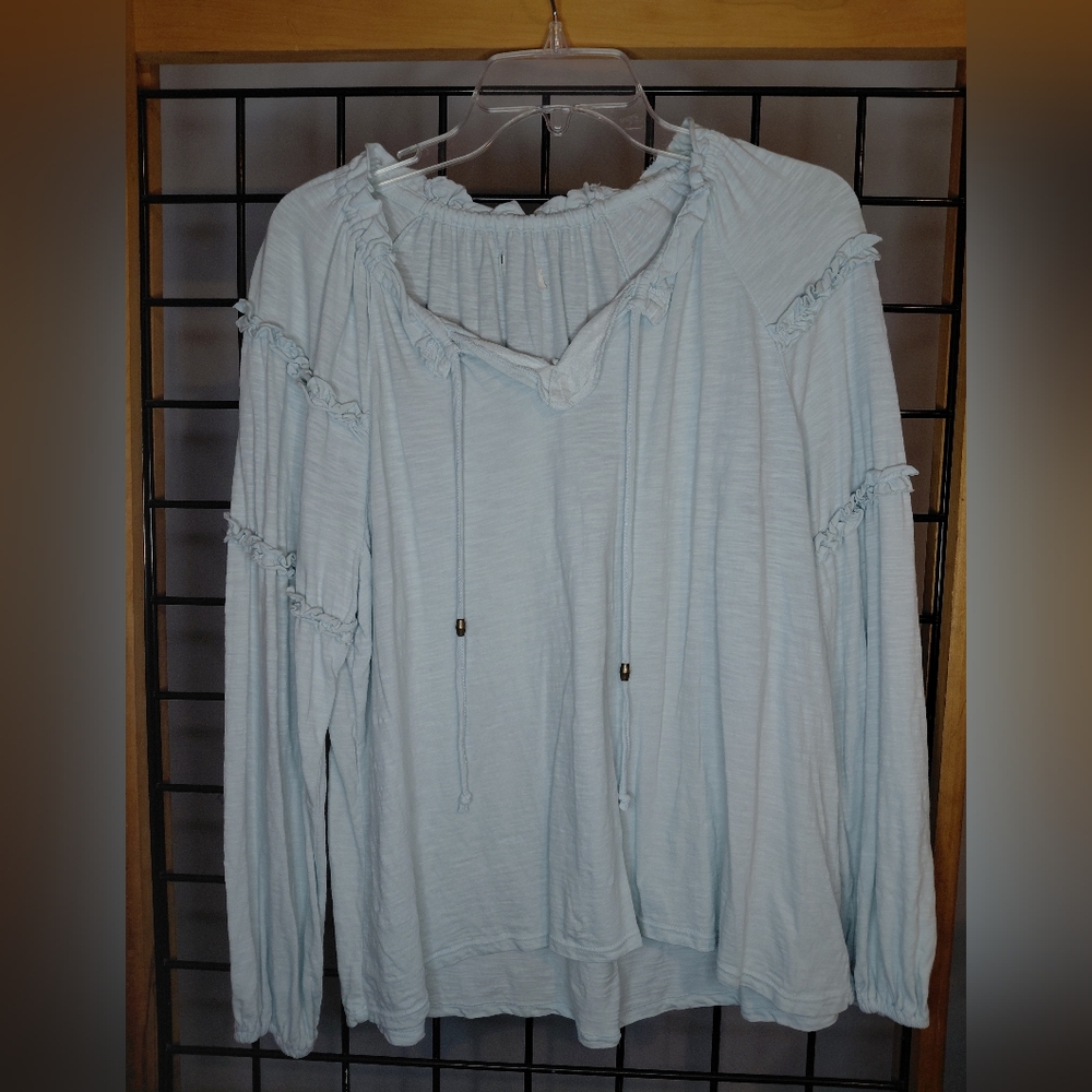 Women's Light Blue Ruffled Top
